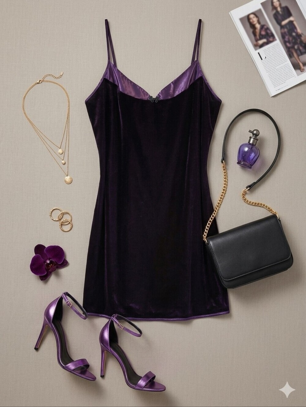 Vintage California Dynasty Purple Velvet Mini Slip Dress